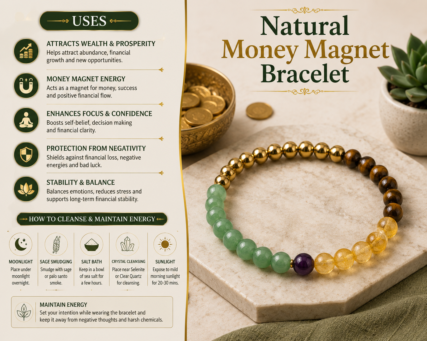 Natural Money Magnet Bracelet - Image 3